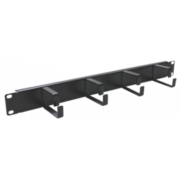 Paneel 19" Rangeer paneel zwart 4-metalen haken/ogen 1HE